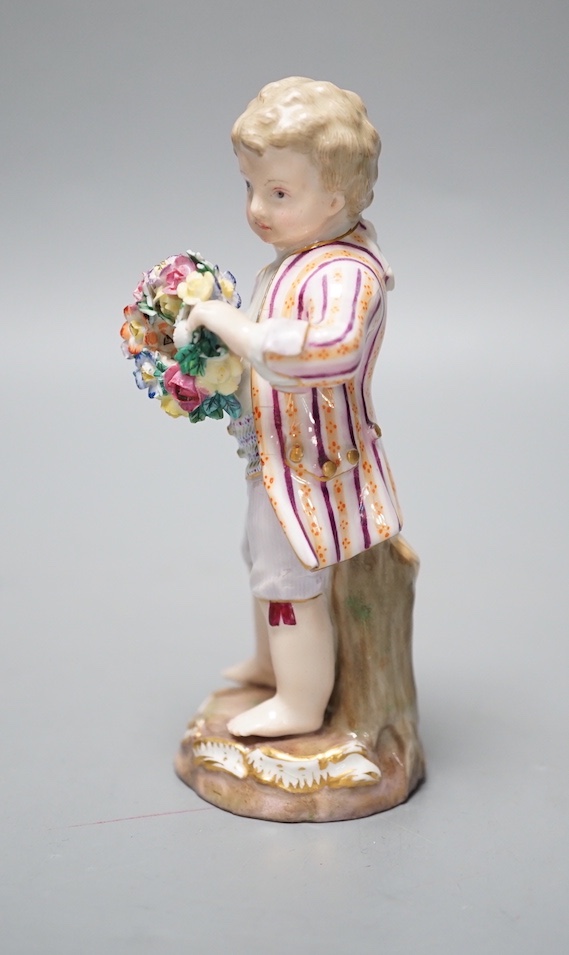 A 19th century Meissen boy with garland 13cm
